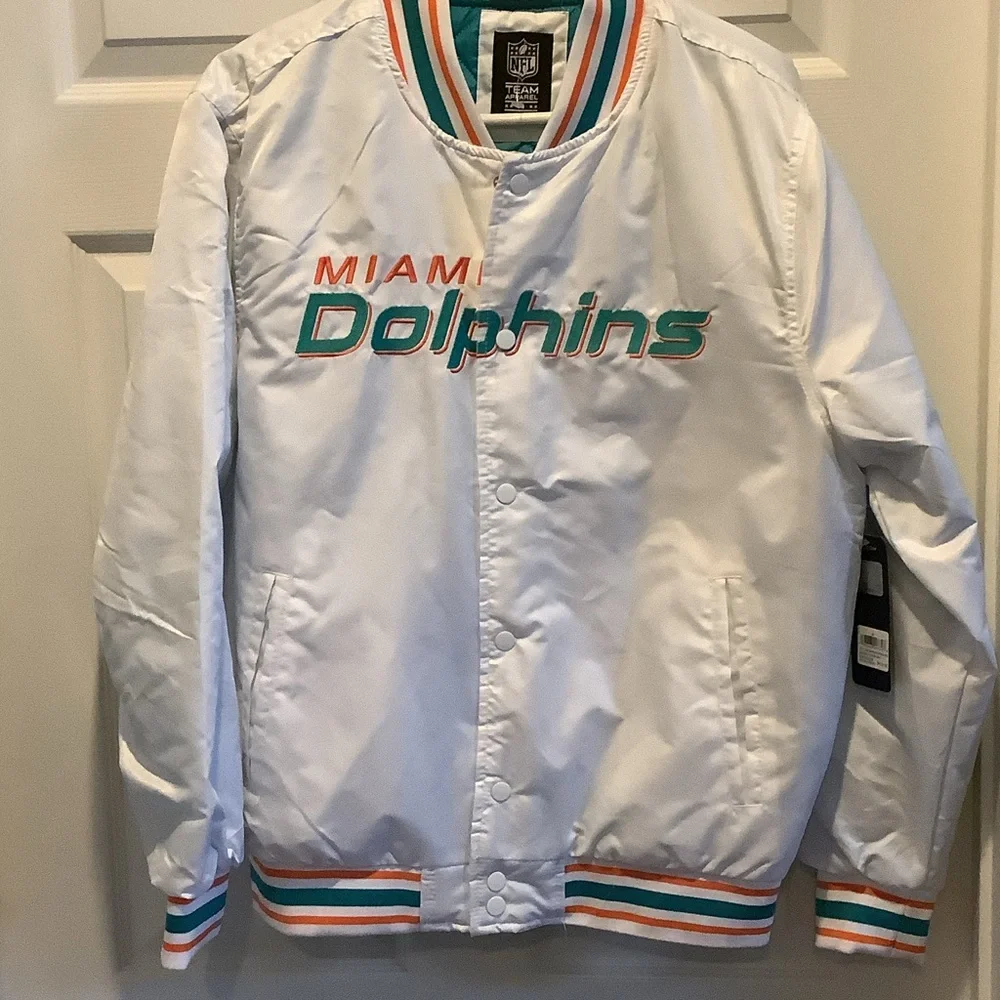 Miami Dolphins NFL Team Apparel Teal and Orange Jacket, M, new